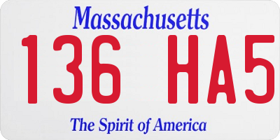 MA license plate 136HA5