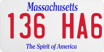 MA license plate 136HA6