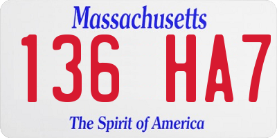 MA license plate 136HA7