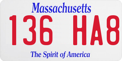 MA license plate 136HA8