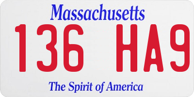 MA license plate 136HA9