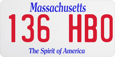 MA license plate 136HB0