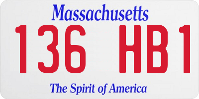 MA license plate 136HB1