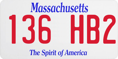 MA license plate 136HB2