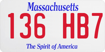 MA license plate 136HB7