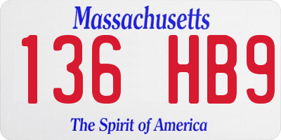 MA license plate 136HB9