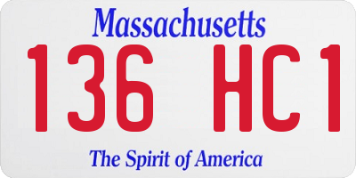 MA license plate 136HC1