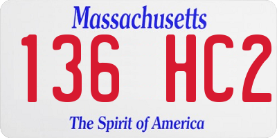 MA license plate 136HC2