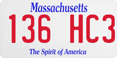 MA license plate 136HC3