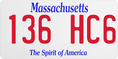 MA license plate 136HC6
