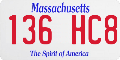 MA license plate 136HC8