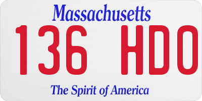 MA license plate 136HD0