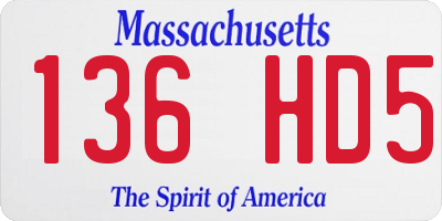 MA license plate 136HD5