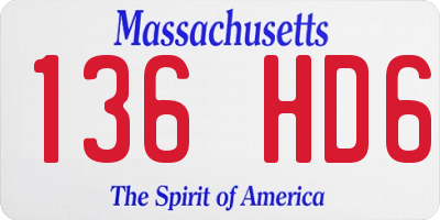 MA license plate 136HD6