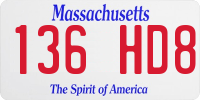 MA license plate 136HD8