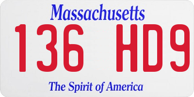 MA license plate 136HD9