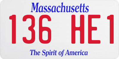 MA license plate 136HE1