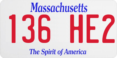 MA license plate 136HE2