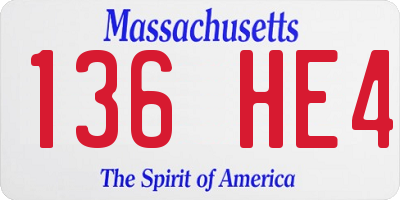 MA license plate 136HE4