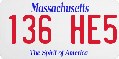 MA license plate 136HE5