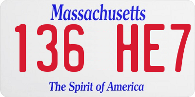 MA license plate 136HE7