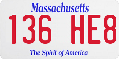 MA license plate 136HE8