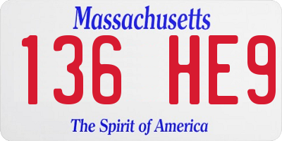 MA license plate 136HE9
