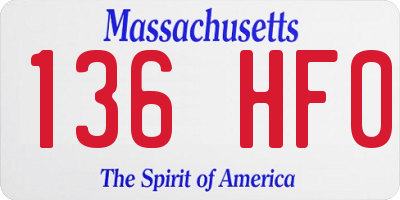 MA license plate 136HF0