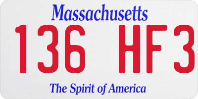 MA license plate 136HF3