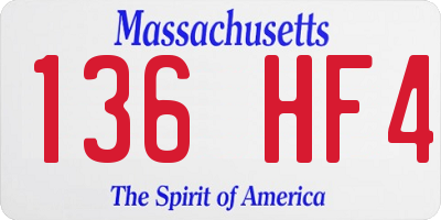 MA license plate 136HF4