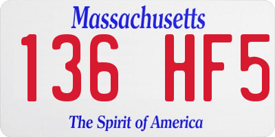 MA license plate 136HF5