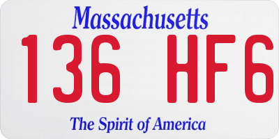 MA license plate 136HF6