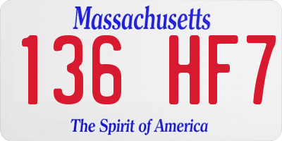 MA license plate 136HF7