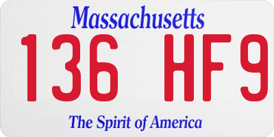 MA license plate 136HF9