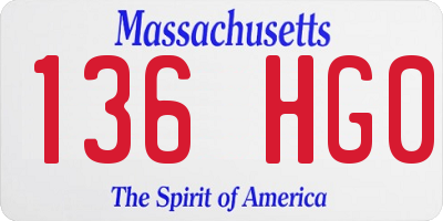 MA license plate 136HG0