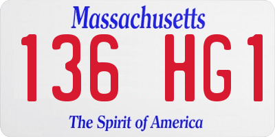 MA license plate 136HG1