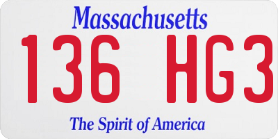 MA license plate 136HG3