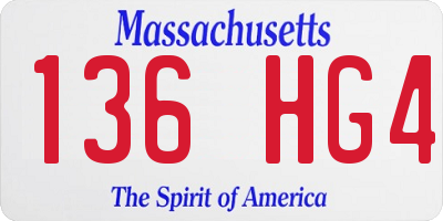 MA license plate 136HG4