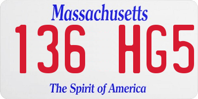 MA license plate 136HG5
