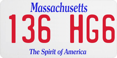 MA license plate 136HG6