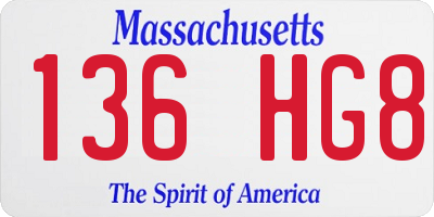 MA license plate 136HG8