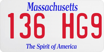 MA license plate 136HG9