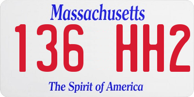 MA license plate 136HH2