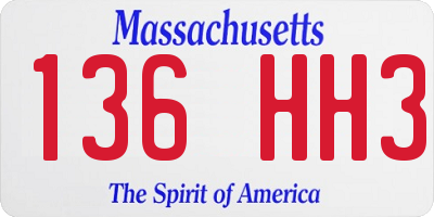 MA license plate 136HH3