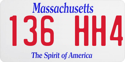 MA license plate 136HH4