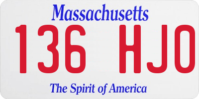 MA license plate 136HJ0