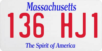 MA license plate 136HJ1