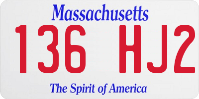 MA license plate 136HJ2