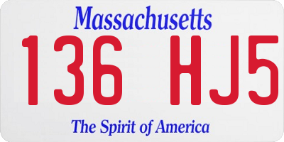 MA license plate 136HJ5