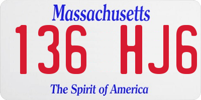 MA license plate 136HJ6